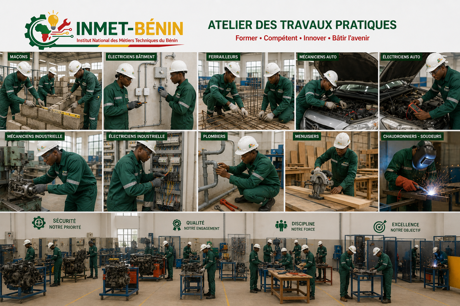 Atelier des travaux pratiques INMET-BÉNIN : maçonnerie, électricité, mécanique, soudure