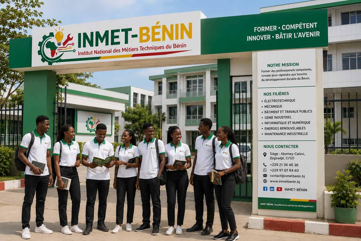 Entrée principale de l'INMET-BÉNIN avec les apprenants